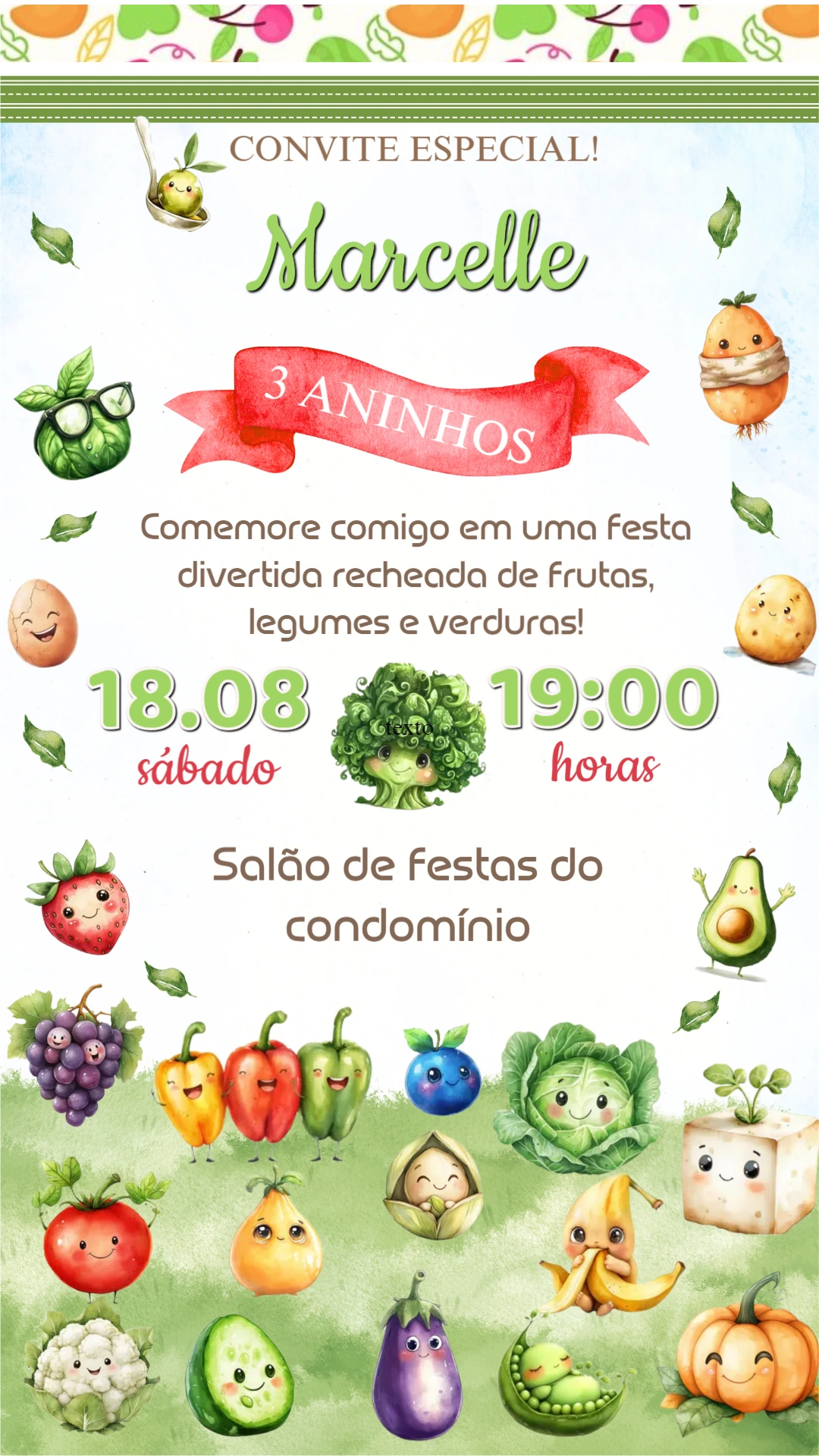 Convite de Aniversário Tema Quitandinha para Editar Online