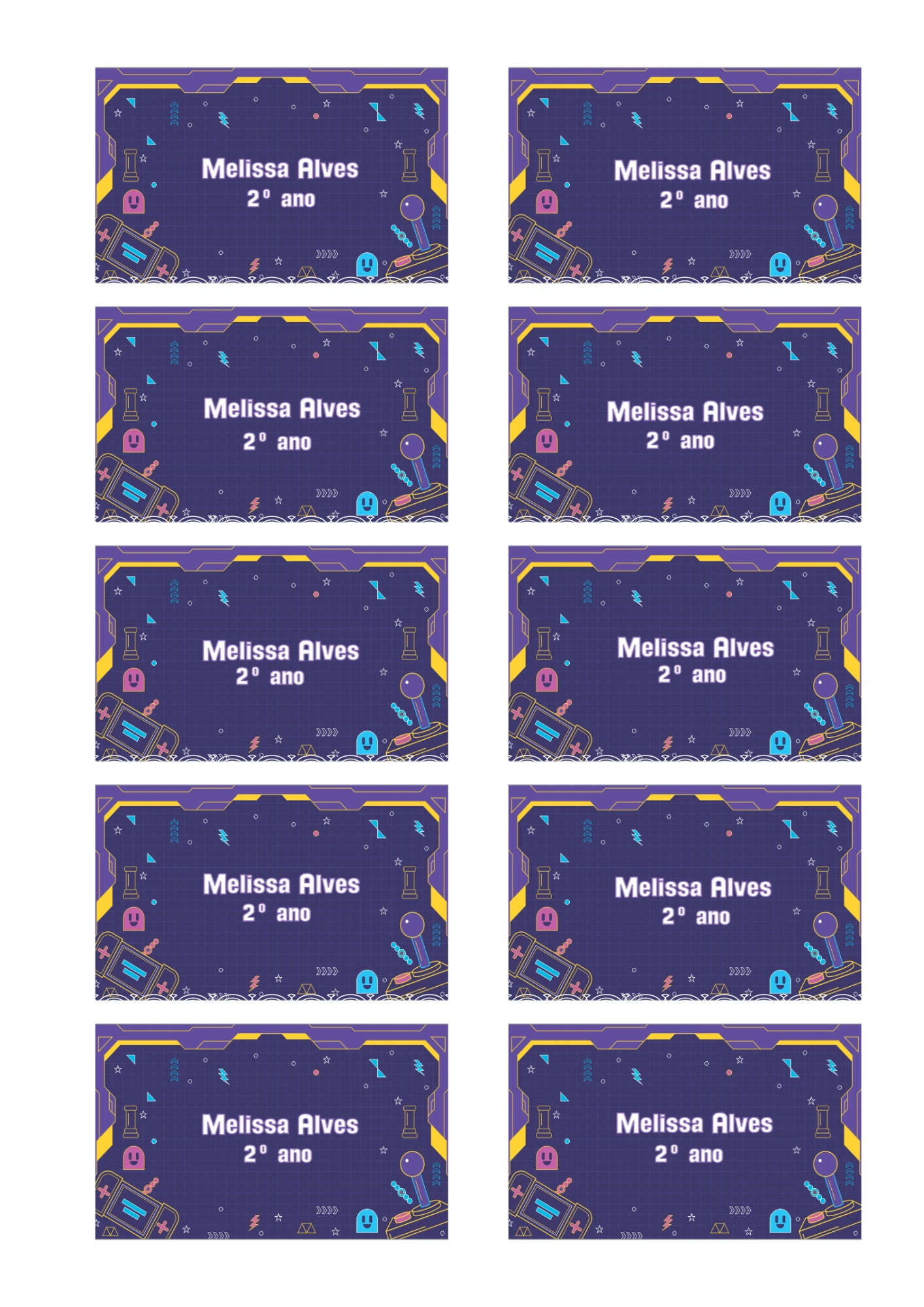 Etiqueta Escolar Gamer Editável para Material