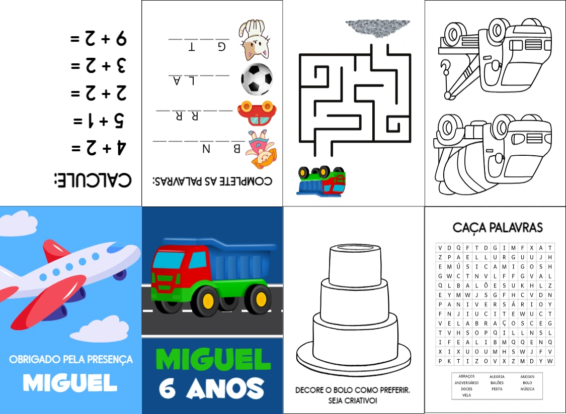 Livrinho de Atividades Meios de Transporte para Editar Online