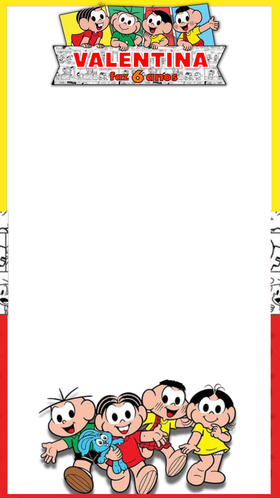 Moldura de Aniversário Turma da Mônica Editável Online