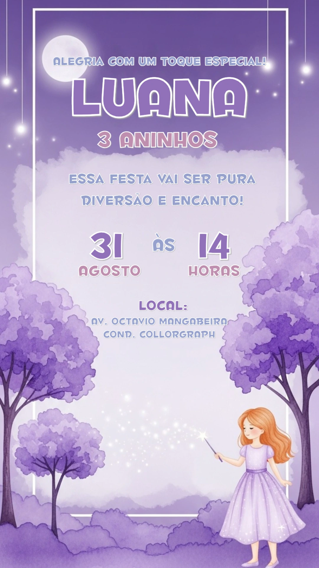 Convite Aniversário Jardim Encantado com Fada para Editar