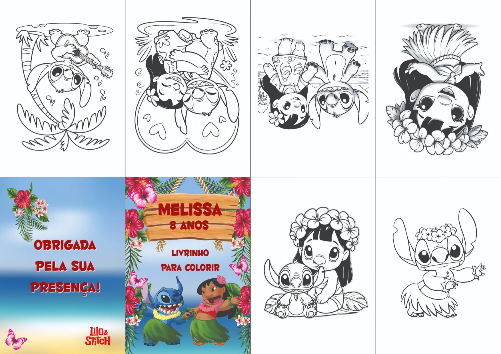 Livrinho de Colorir Lilo e Stitch Editável para Imprimir