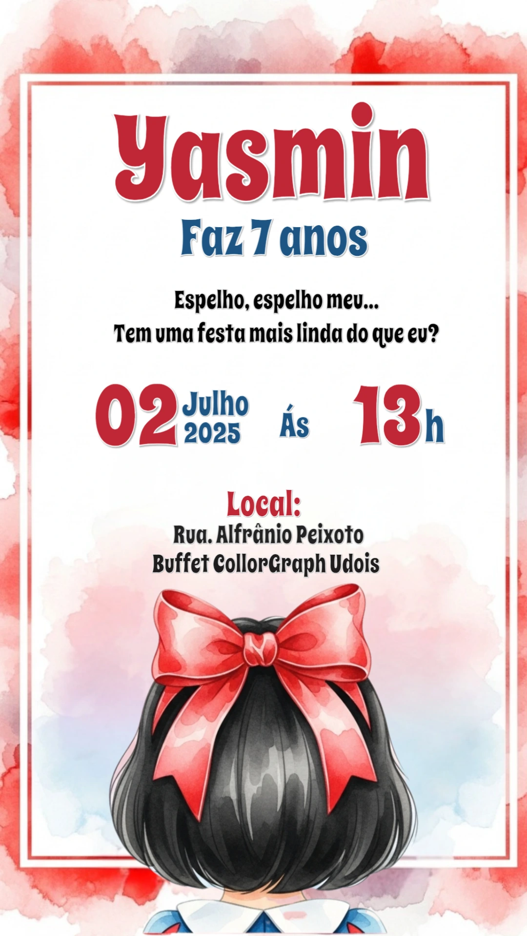 Convite de Aniversário Branca de Neve para Editar Online