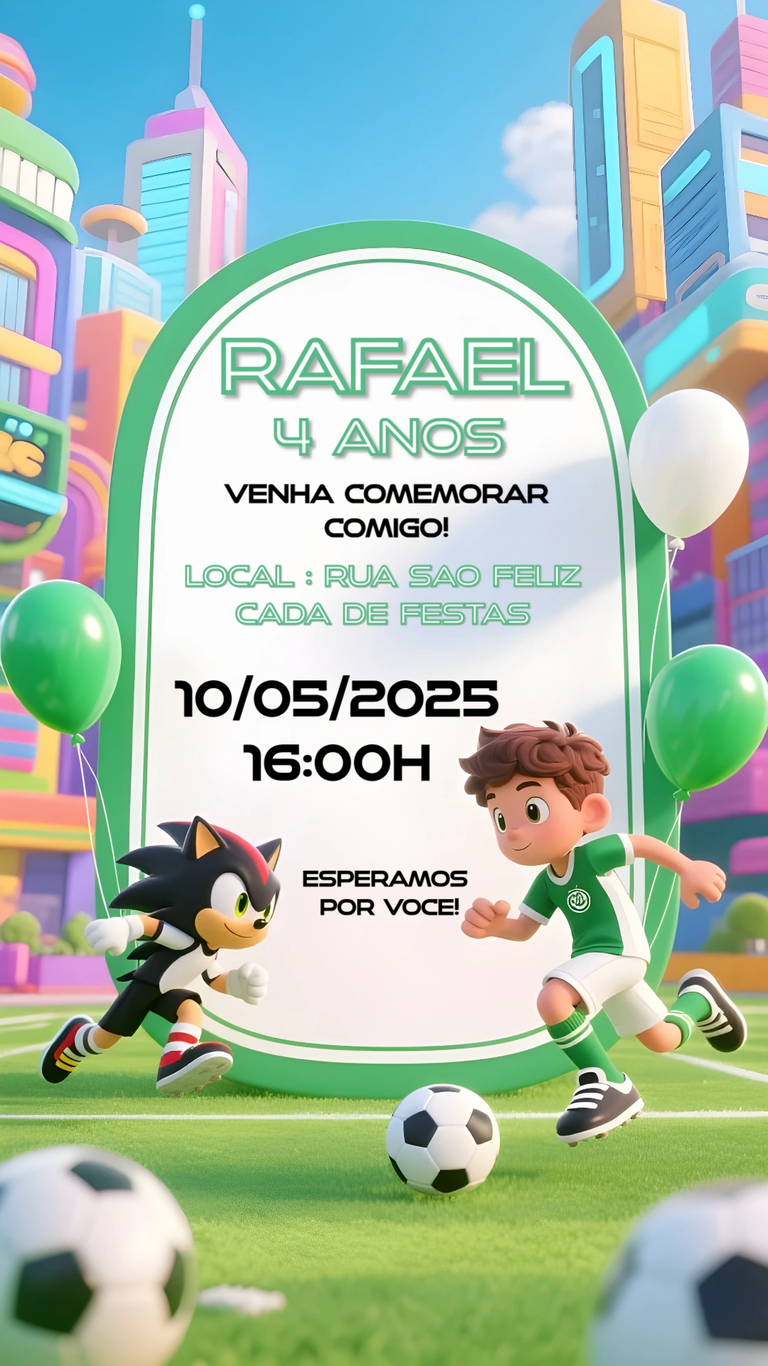 Convite Aniversário Futebol com Shadow para Editar Online