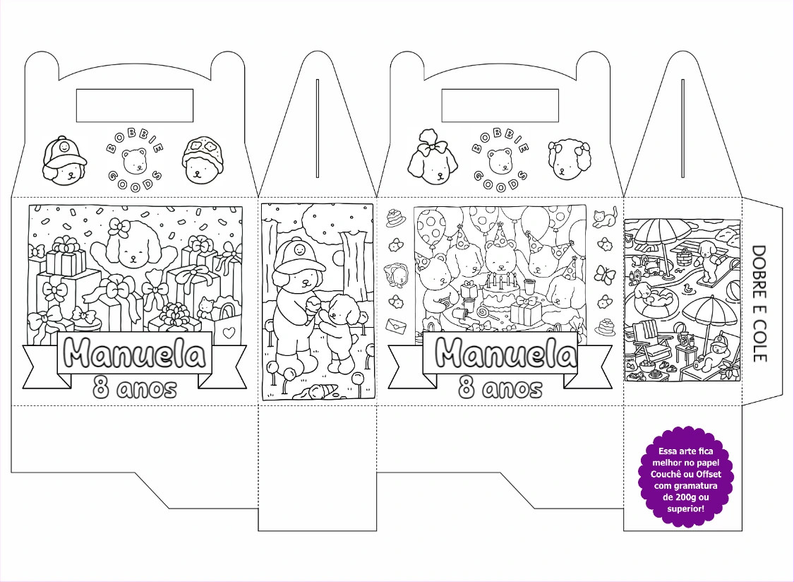 Caixa Surpresa para Colorir de Aniversário para Editar Online