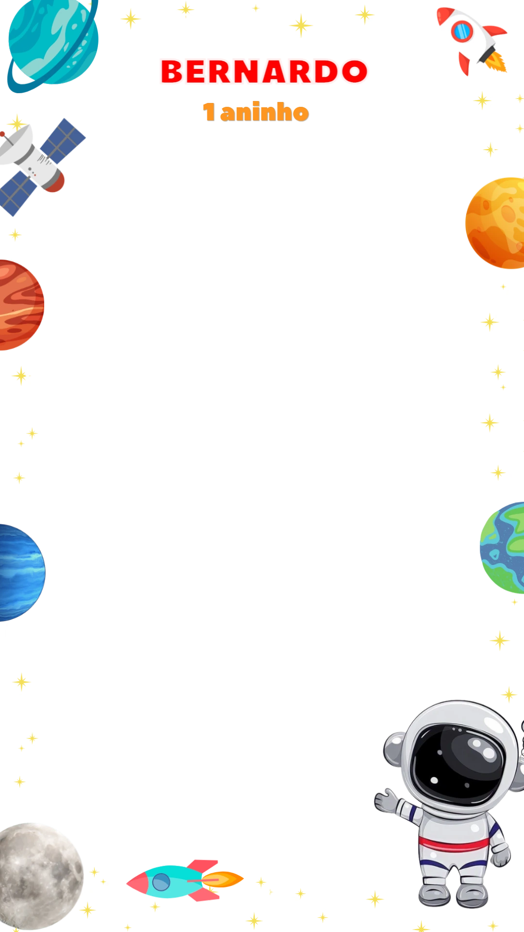 Moldura Aniversário Astronauta para Editar Online