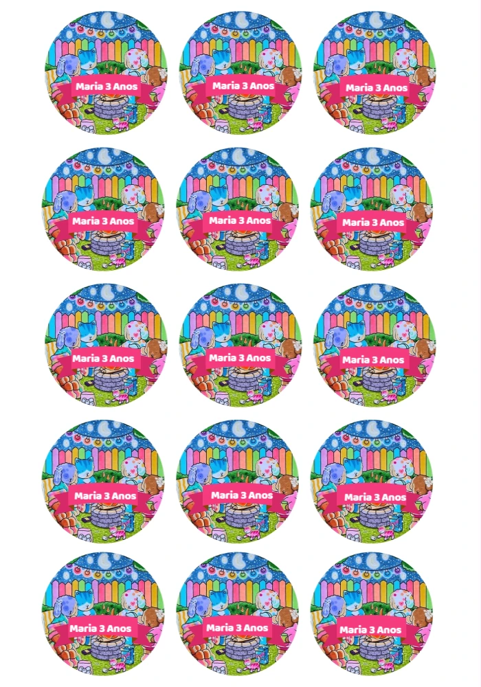 Tag de Aniversário com Animais Fofos para Editar Online