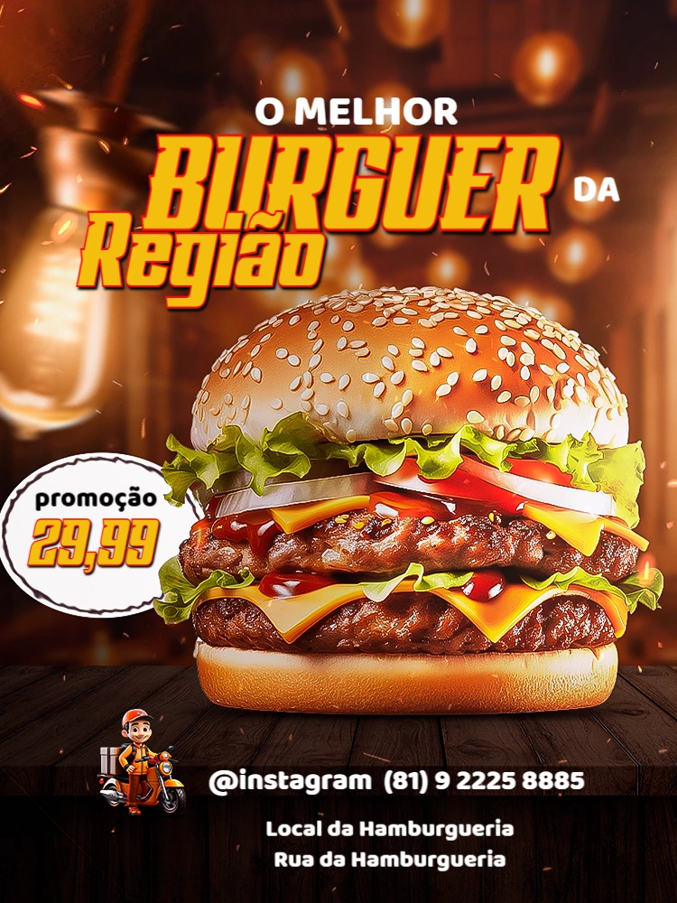 Post de Hamburgueria com Promoção para Editar Online