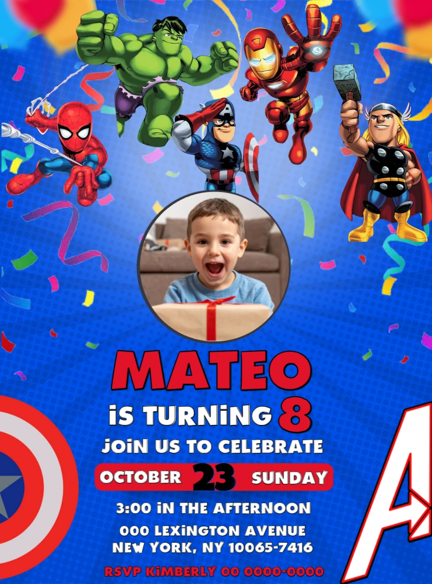 Avengers Superhero Birthday Invitation | Editable Digital Template