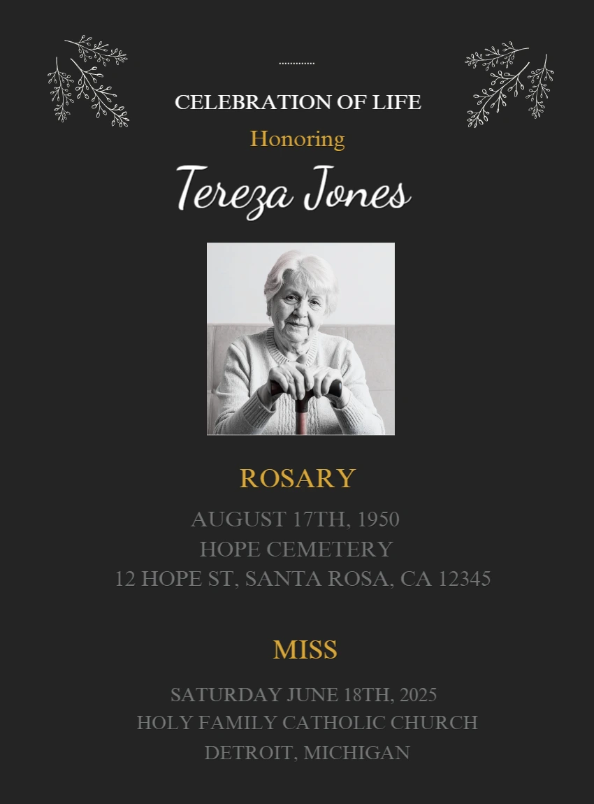 Editable Celebration of Life Invitation with Photo to Customize