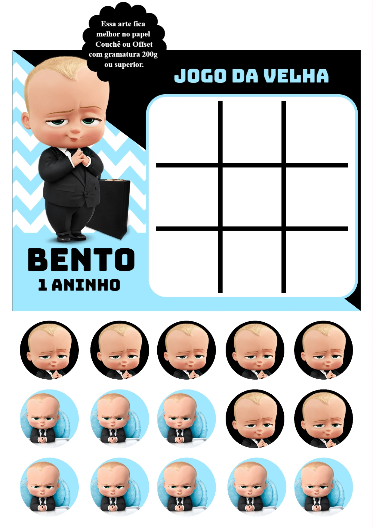 Jogo da Velha Poderoso Chefinho para Editar e Imprimir