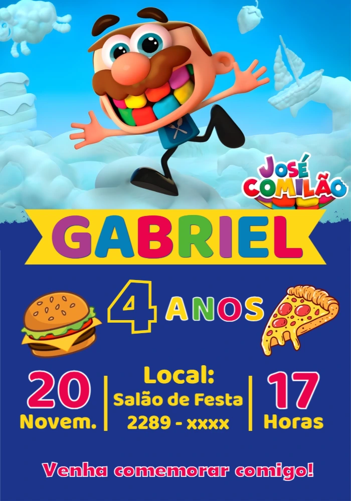 Convite Aniversário José Comilão Editável Online