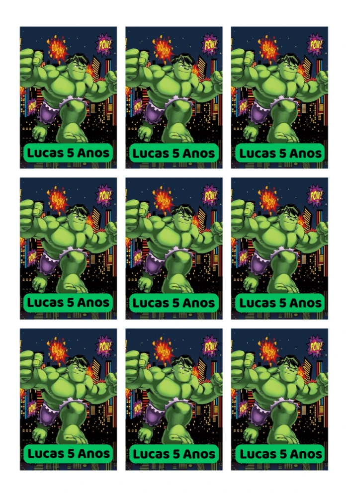 Tag de Aniversário Hulk Editável Online para Imprimir