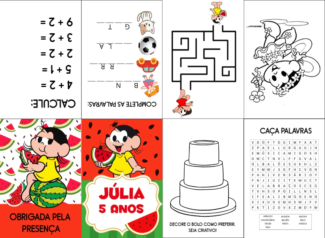 Lembrancinha Magali: Livrinho de Atividades Editável Online