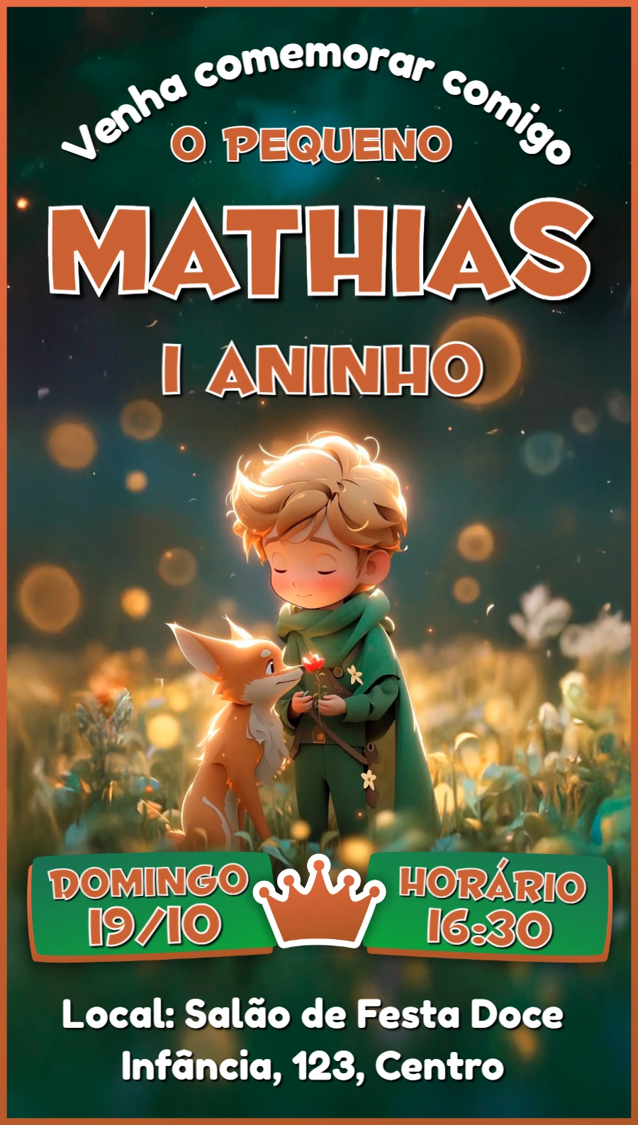 Convite Aniversário O Pequeno Príncipe para Editar Online