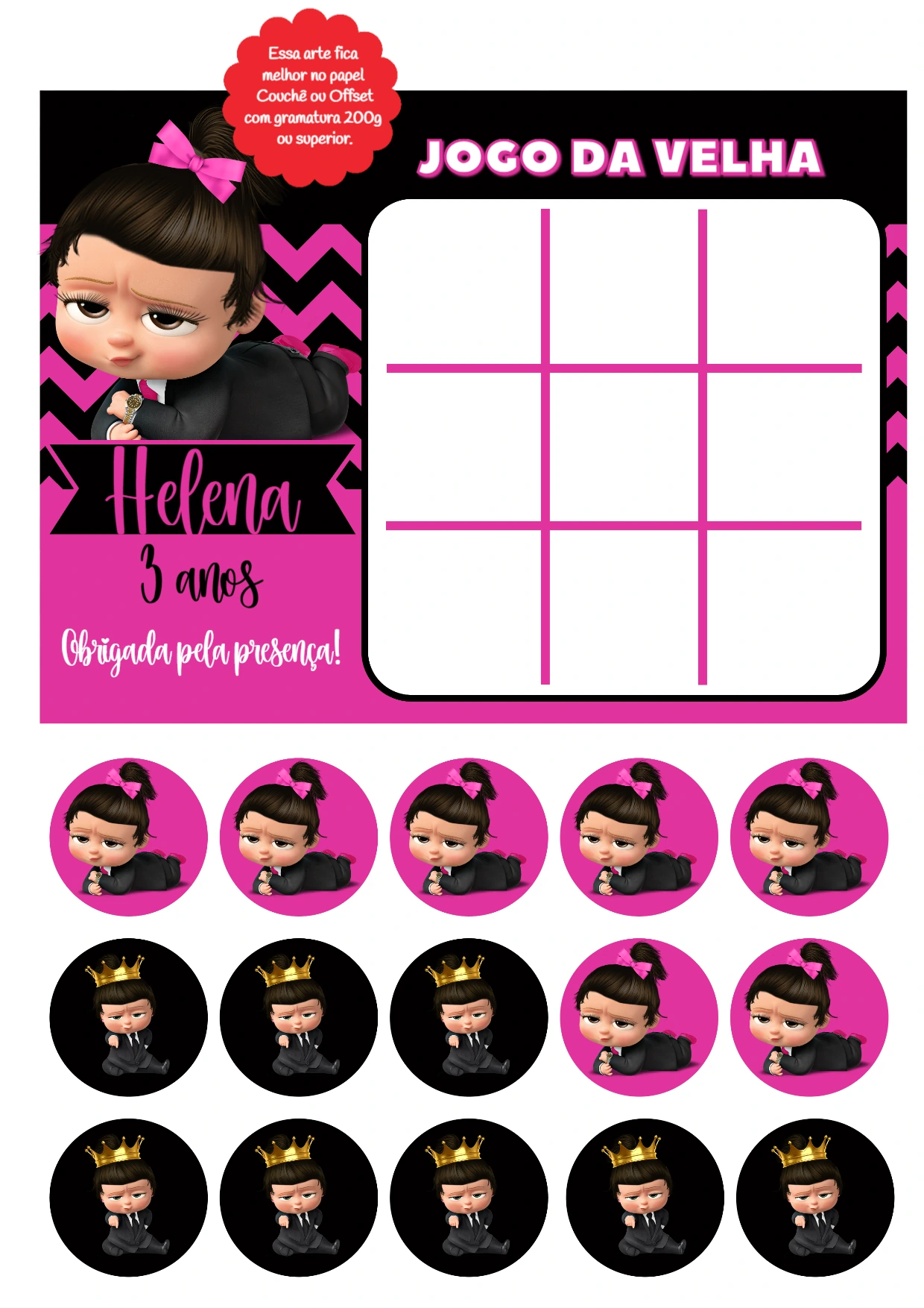Jogo da Velha Poderosa Chefinha para Editar e Imprimir