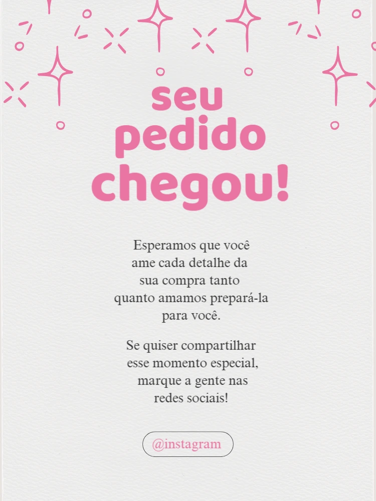 Cartão de Agradecimento Pedido Chegou Editável para Clientes