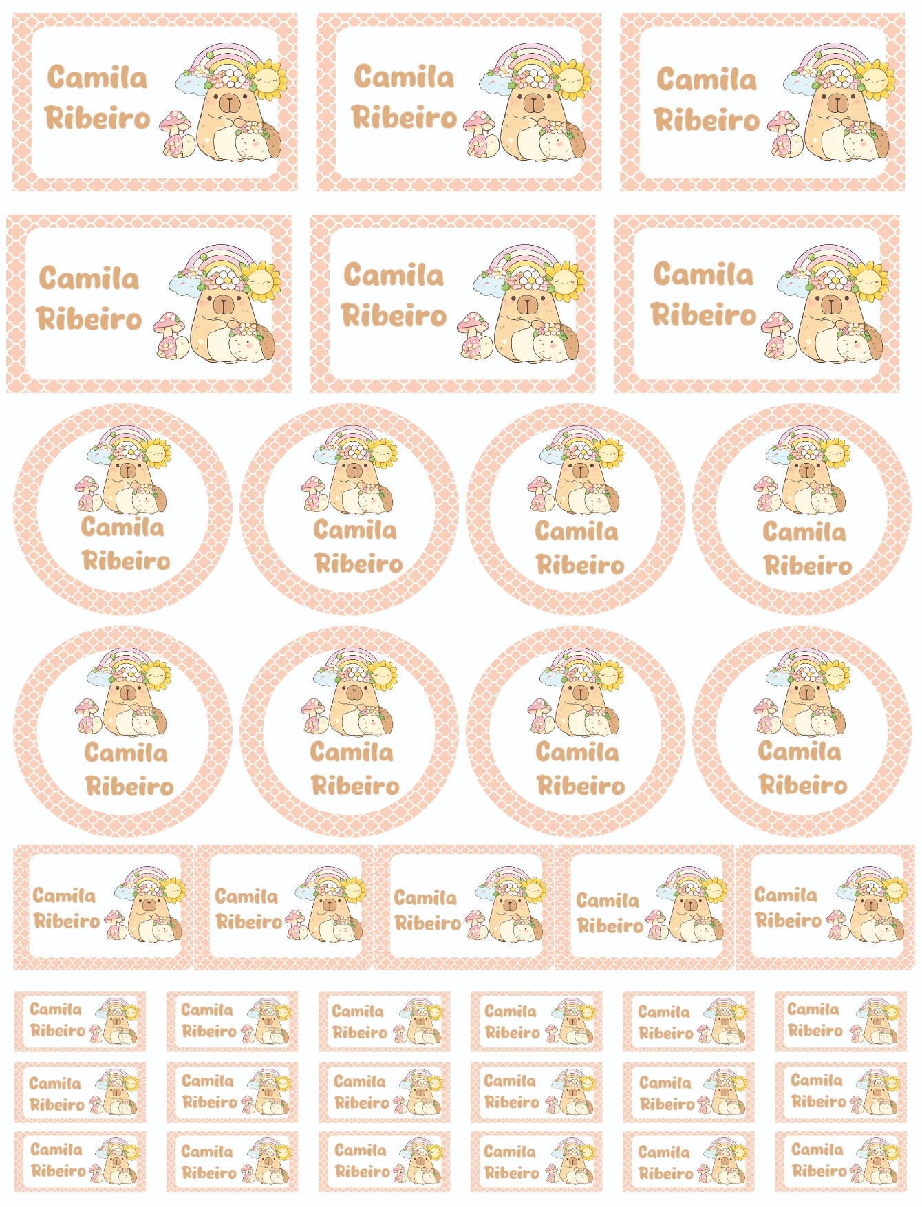 Kit de Etiquetas Escolares Capivara Fofa para Editar e Imprimir ...