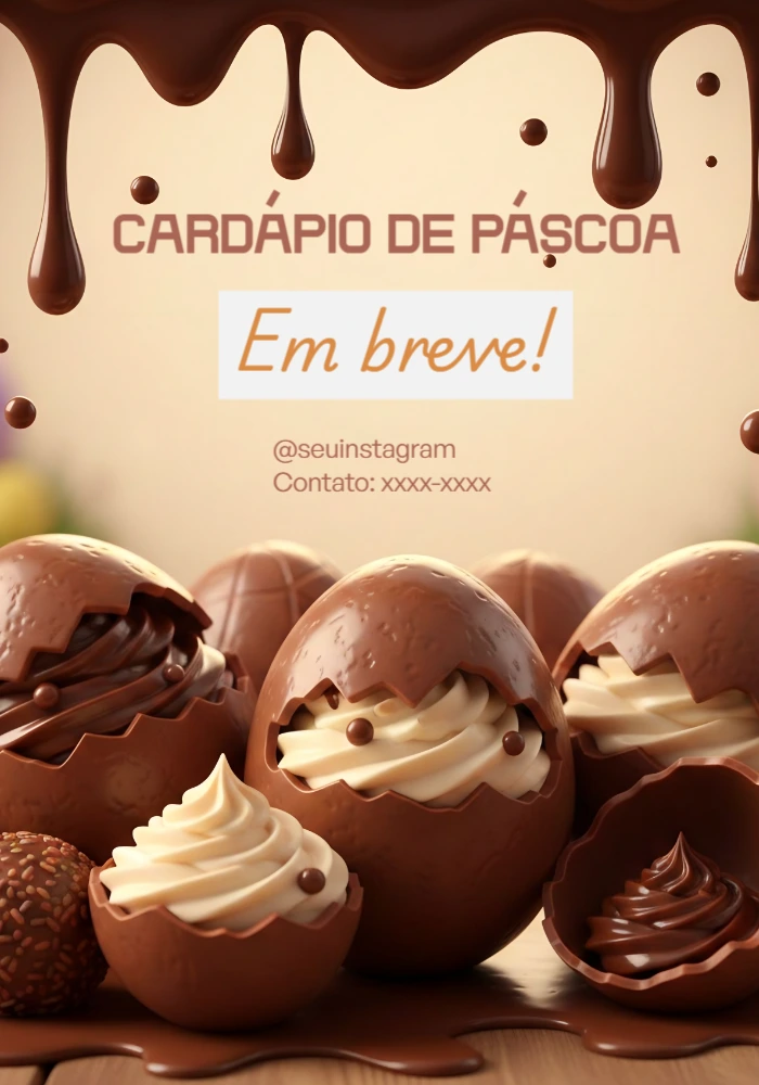 Modelo Editável de Cardápio de Páscoa com Chocolate
