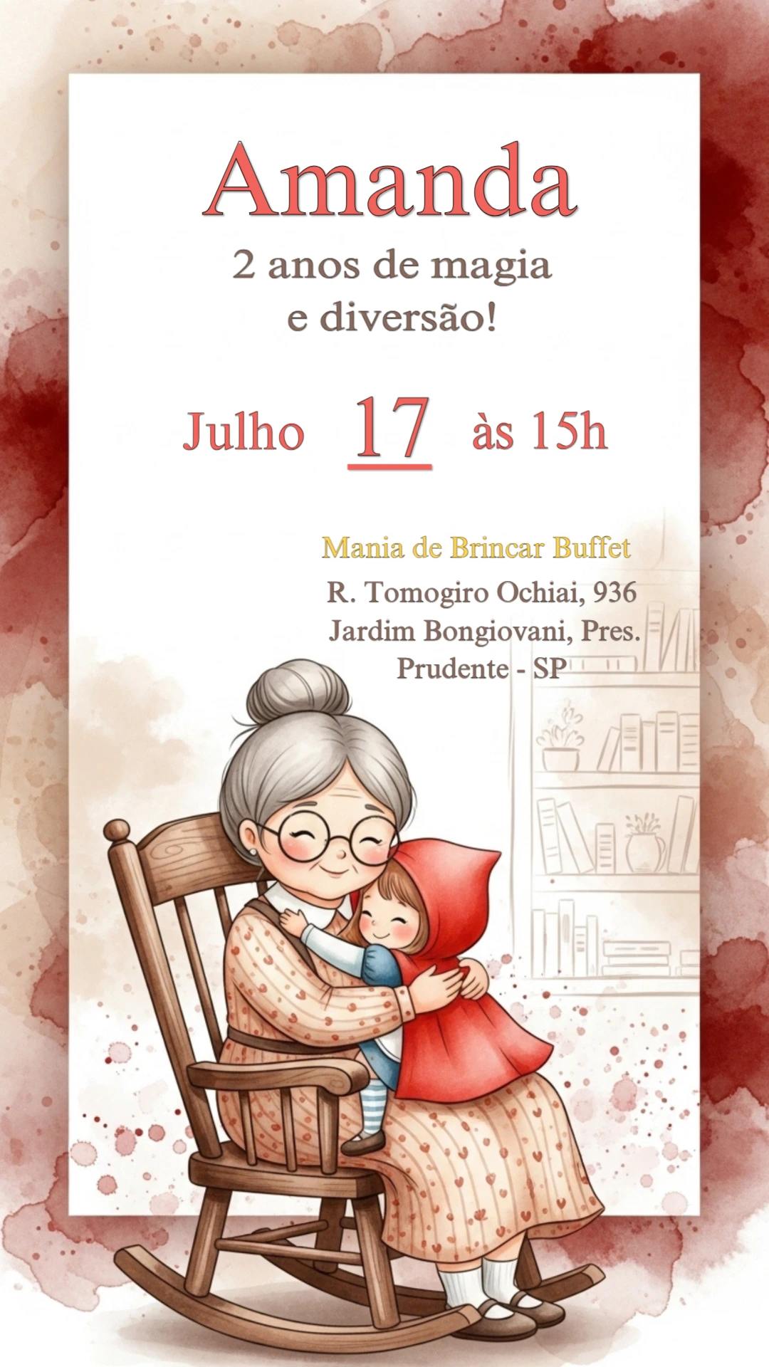Convite Aniversário Chapeuzinho Vermelho para Editar Online