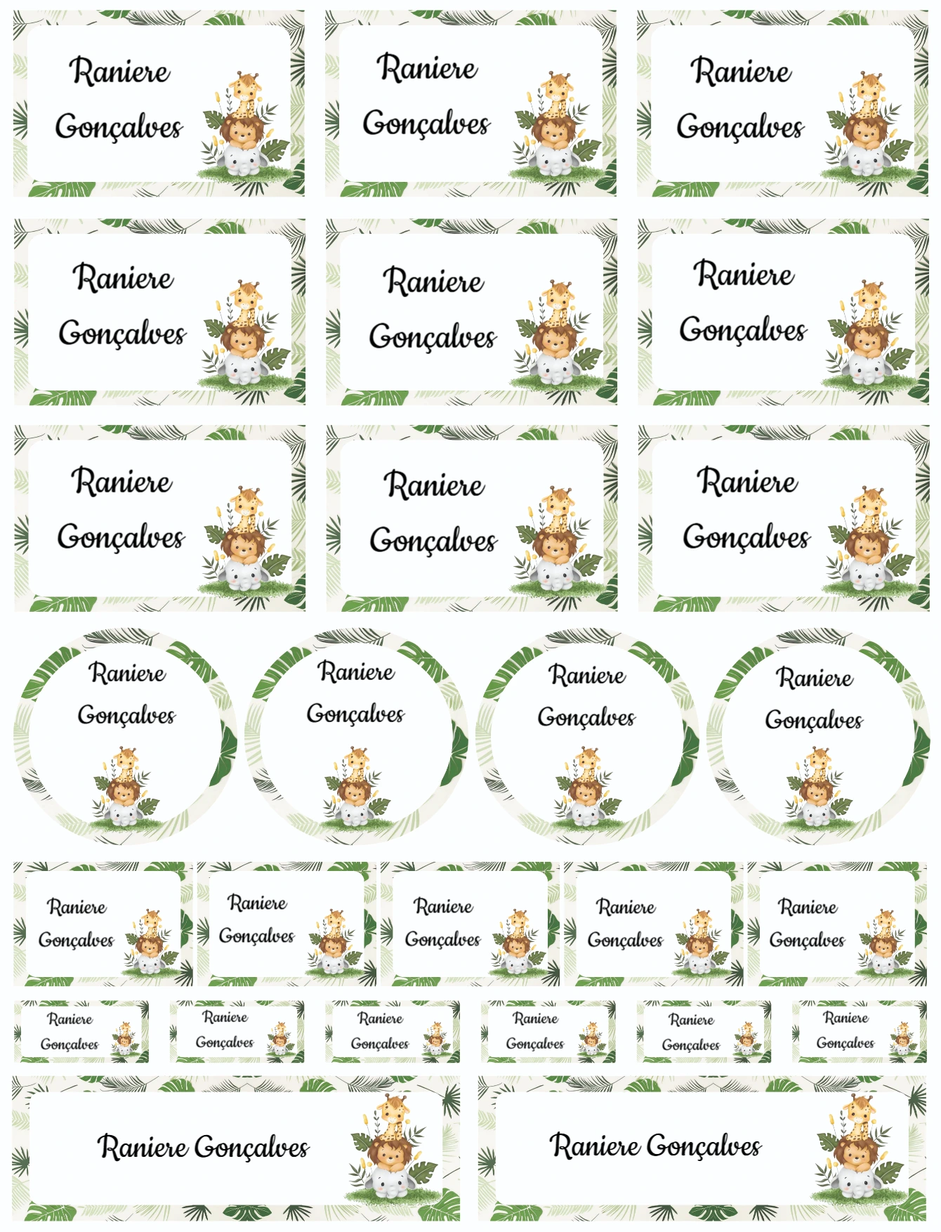 Kit de Etiquetas Escolares Safari Baby Modelo Editável