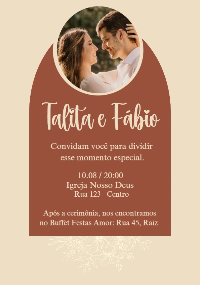 Convite de Casamento com Foto Moderno para Editar Online