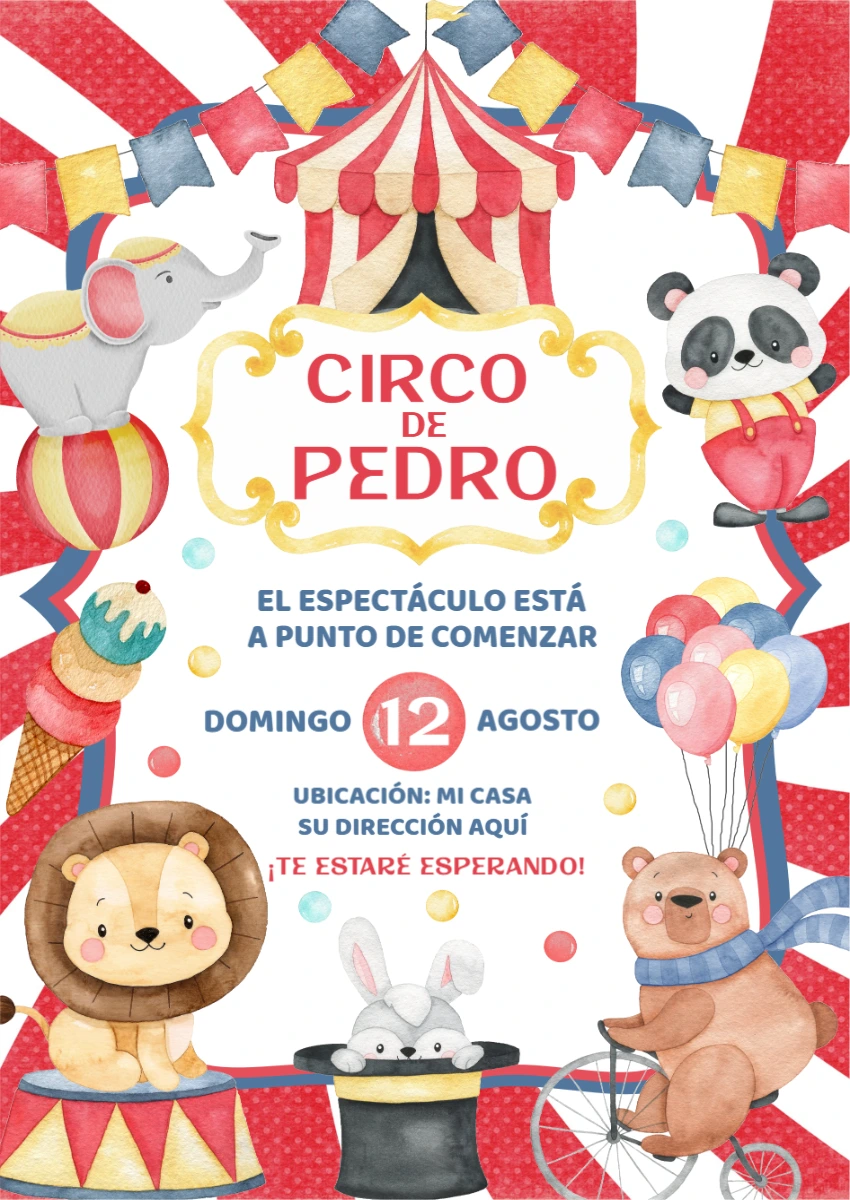 Invitación de cumpleaños Circo