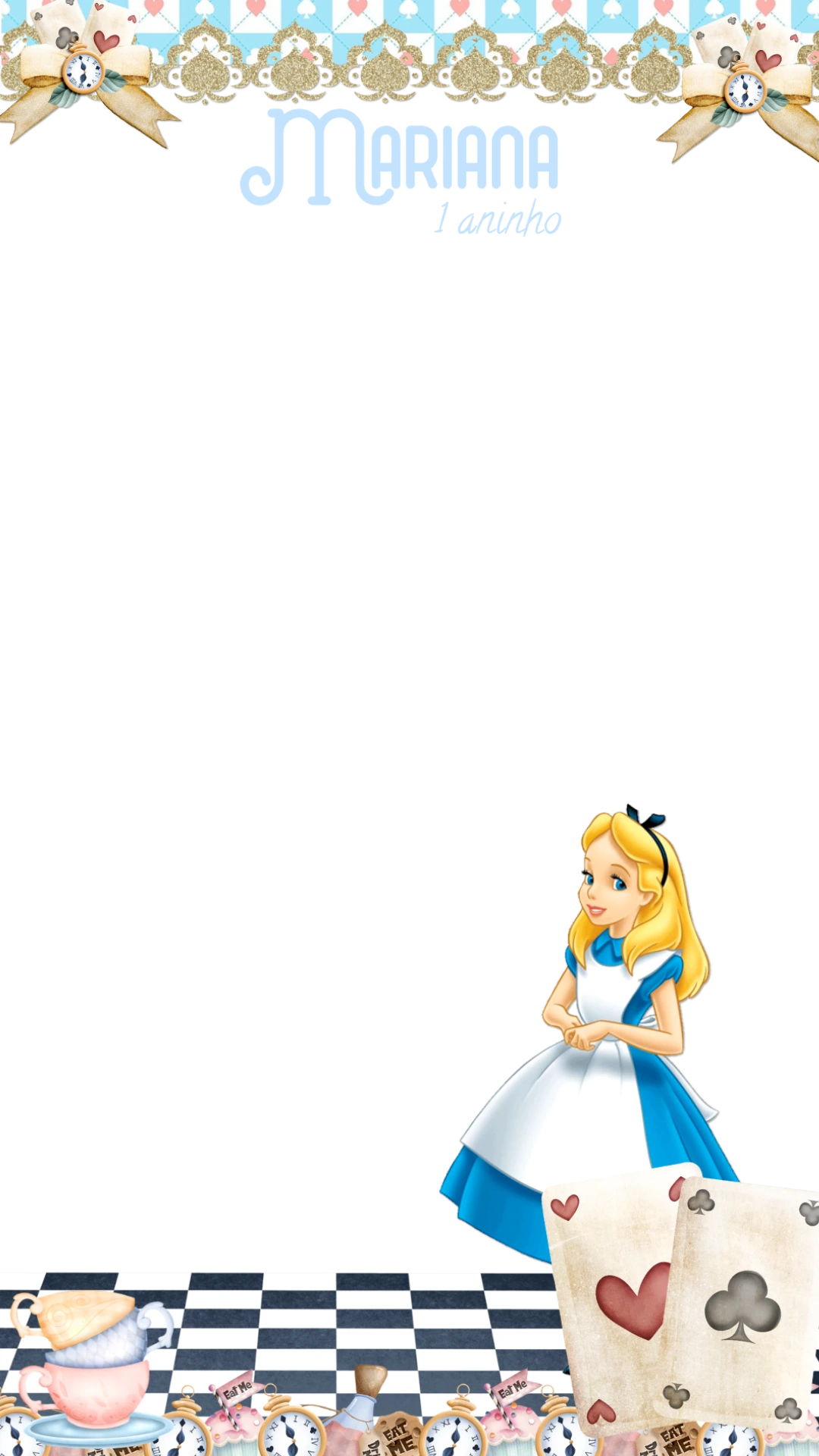 Moldura para Story de Aniversário Alice Editável Online