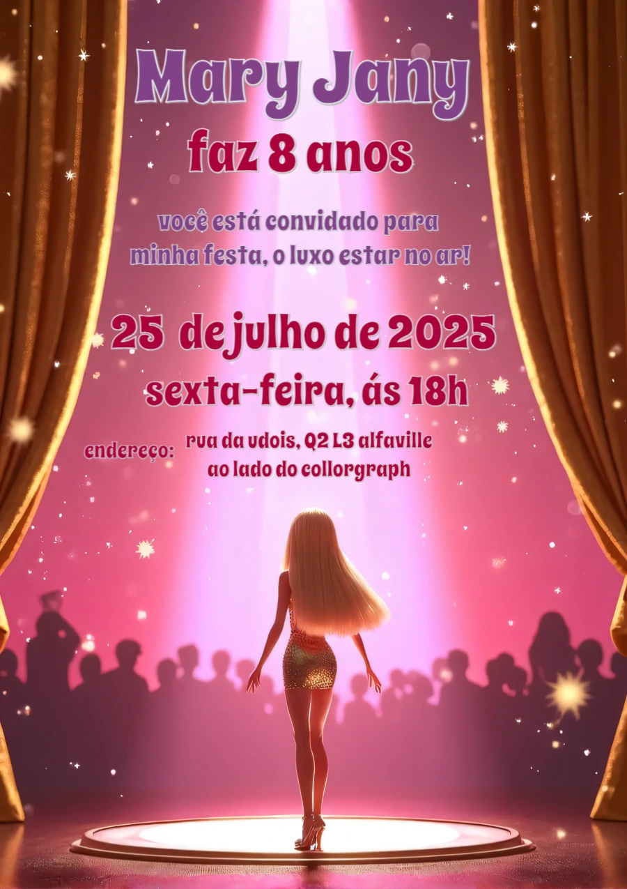 Convite de Aniversário Barbie Fashion Show Editável Online