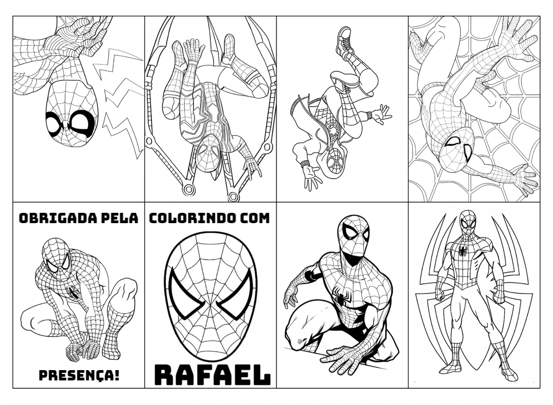 Mini Livro de Colorir Homem Aranha Editável para Imprimir