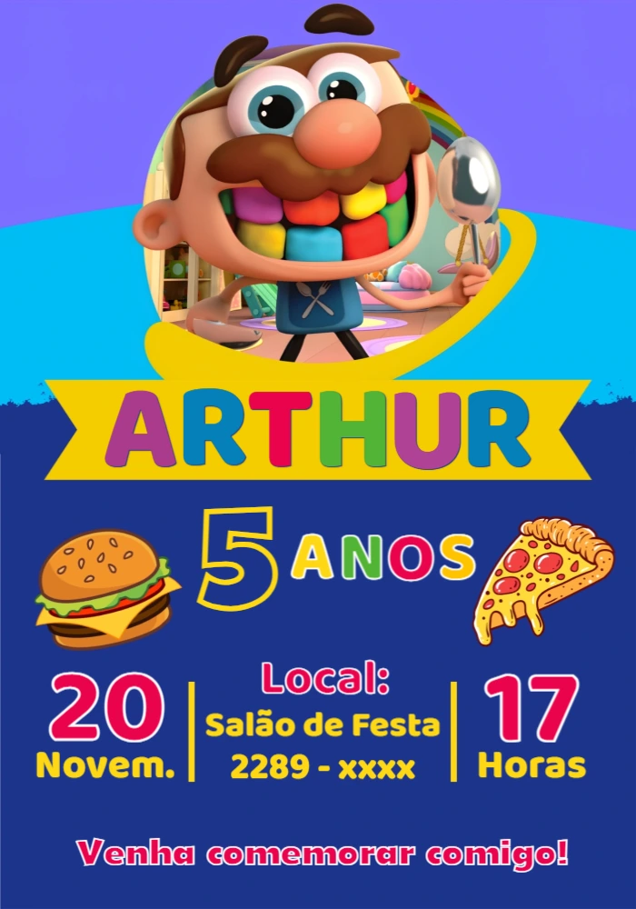 Convite Aniversário José Comilão para Editar Online