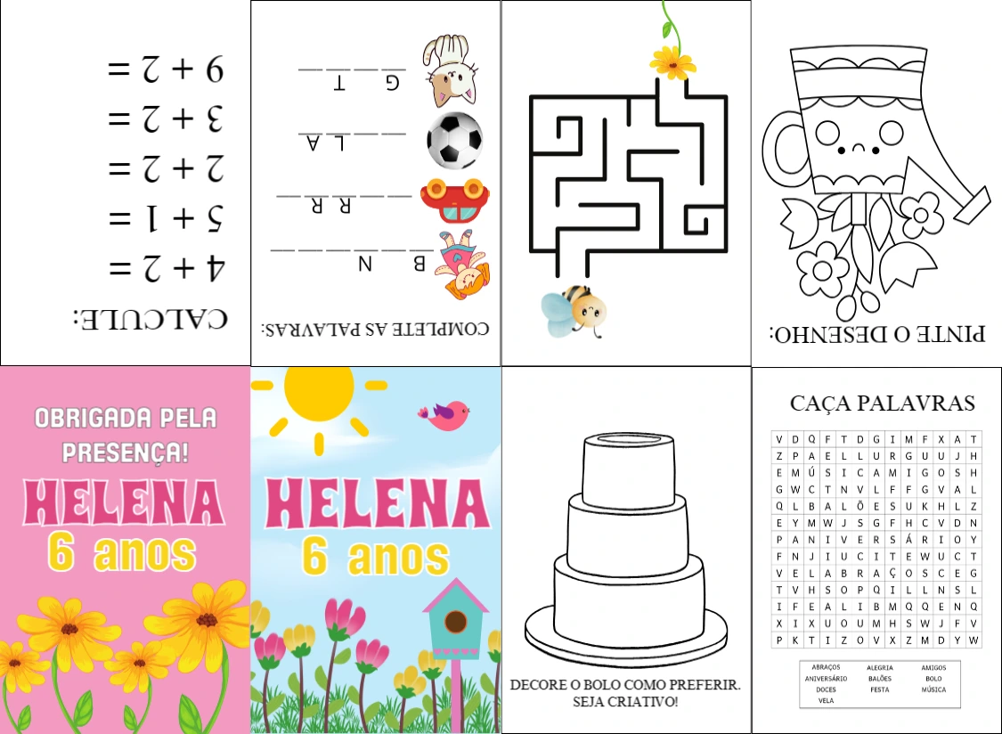 Lembrancinha Livro de Atividades Jardim Encantado para Editar