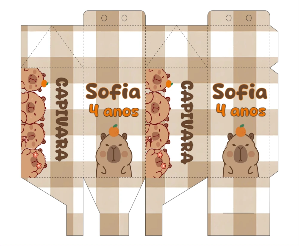 Caixa Milk Festa Capivara para Editar e Imprimir