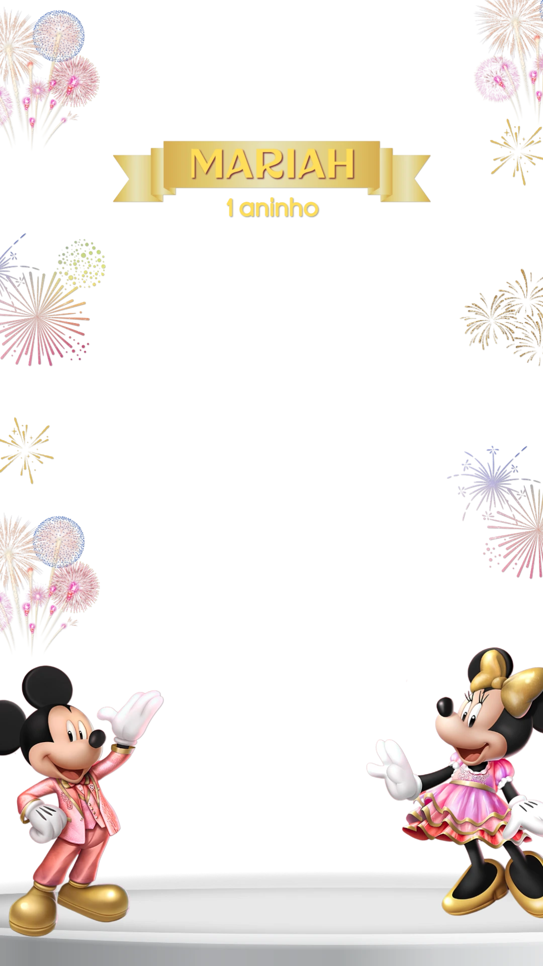 Moldura Story Aniversário Infantil Mickey e Minnie para Editar