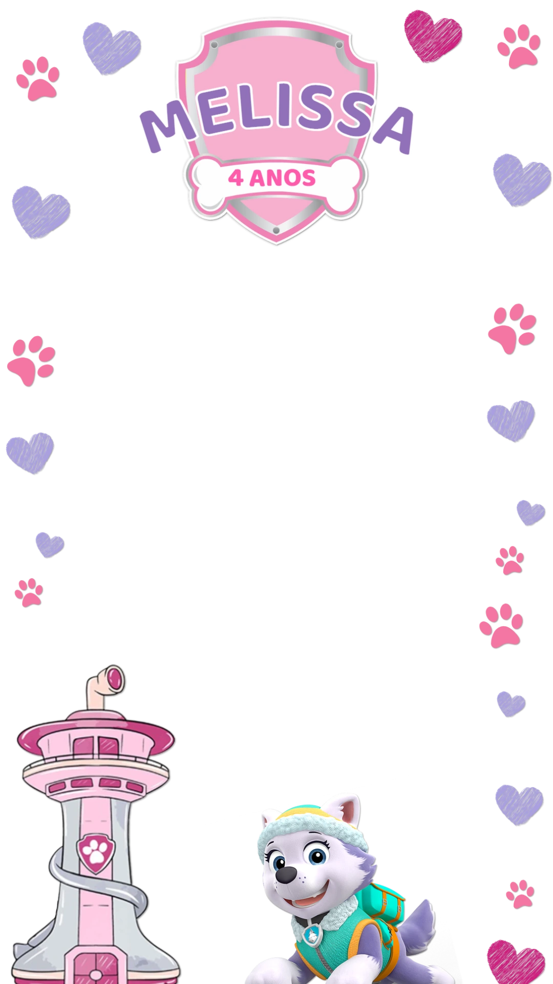 Moldura Aniversário Patrulha Canina Everest para Editar