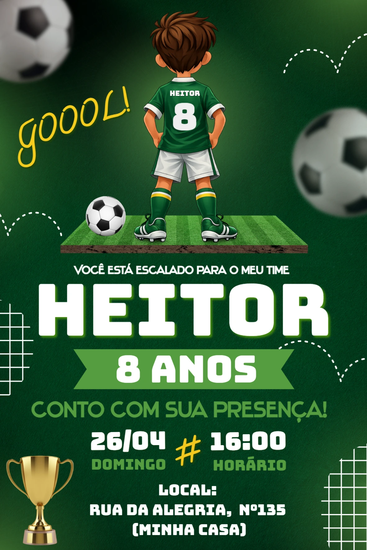 Convite de Aniversário Futebol Palmeiras para Editar
