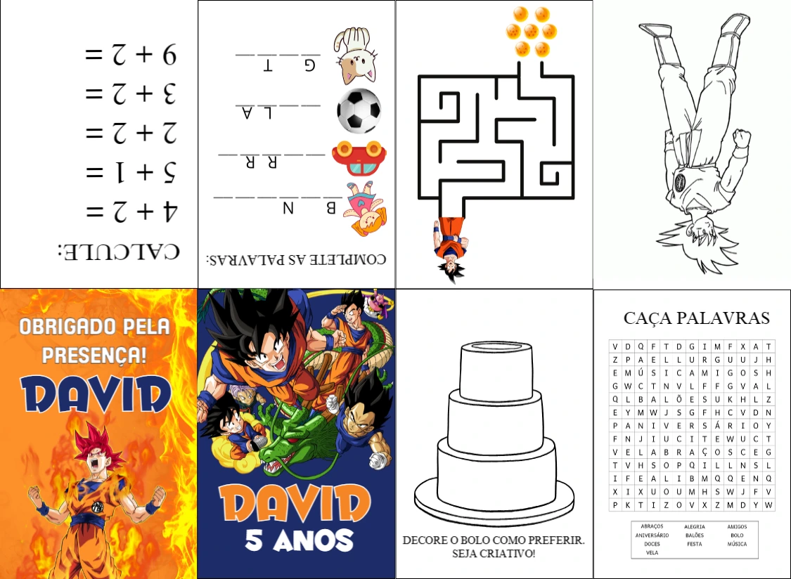 Livro de Atividades Dragon Ball Editável para Lembrancinha