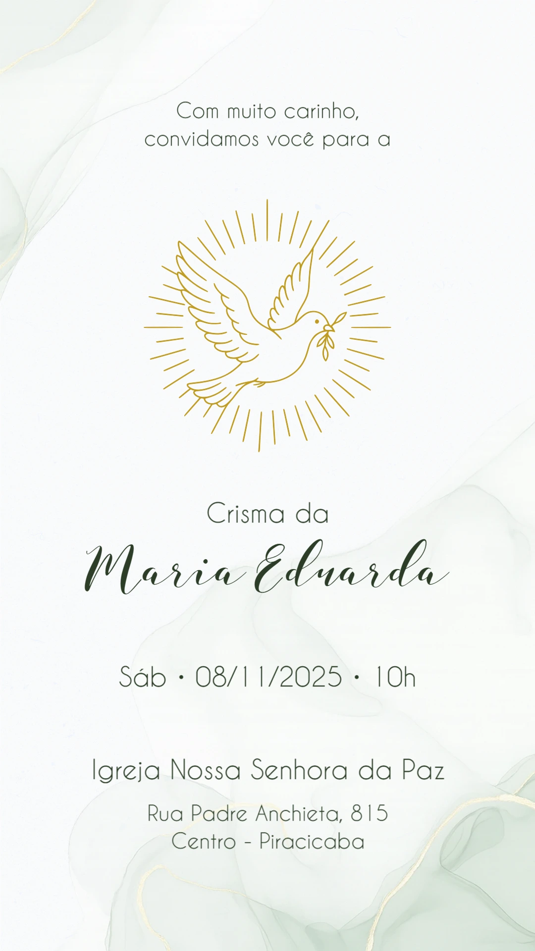 Convite de Crisma Espírito Santo Delicado para Editar Online