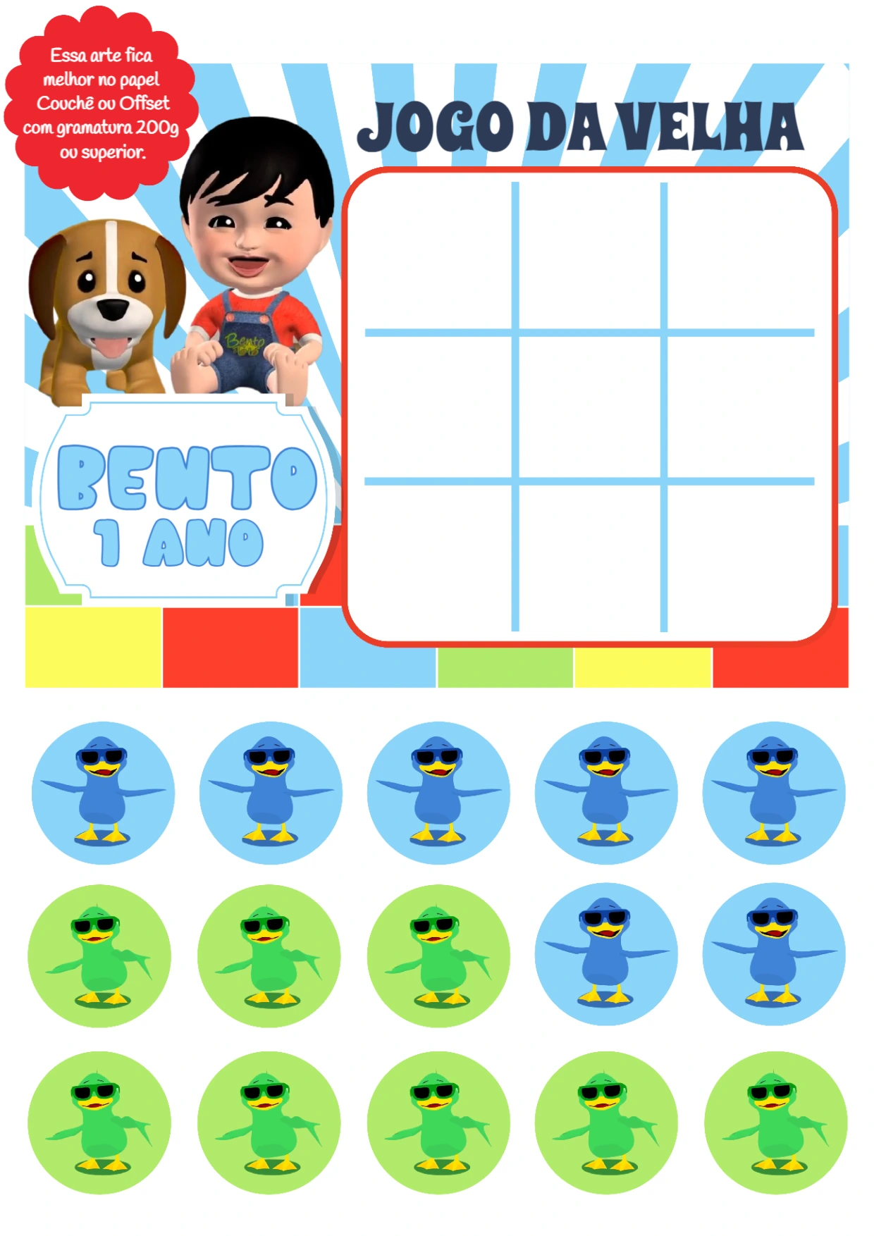 Jogo da Velha Aniversário Menino e Cachorro para Editar Online