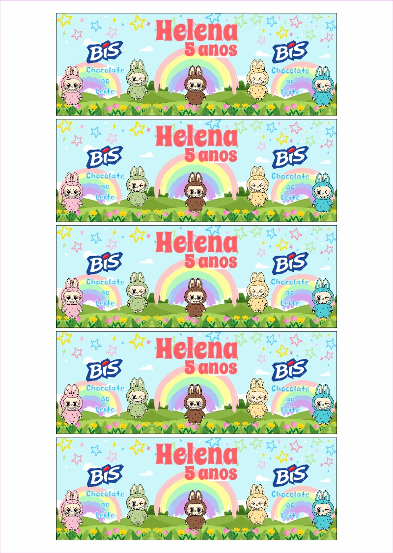 Adesivo Bis Labubu para Aniversário para Editar Online