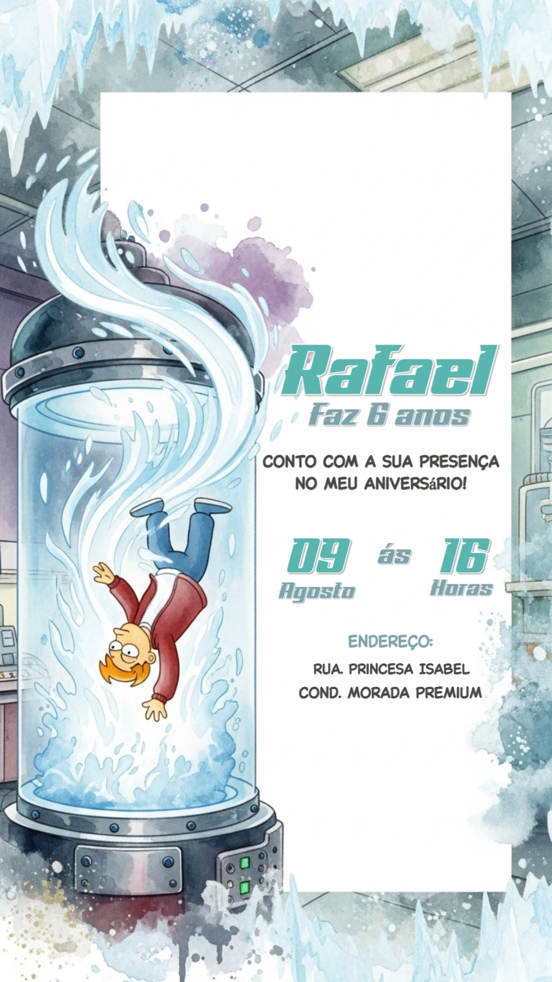 Convite de Aniversário Futurama Editável Online para Enviar