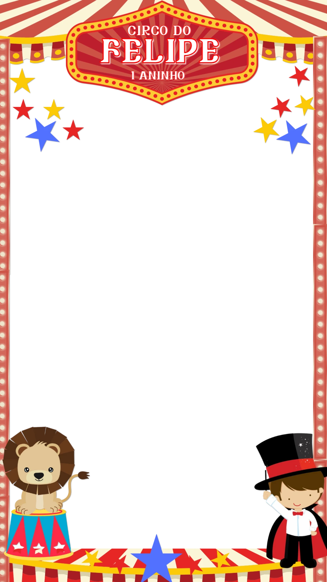 Moldura de Aniversário Circo para Stories para Editar