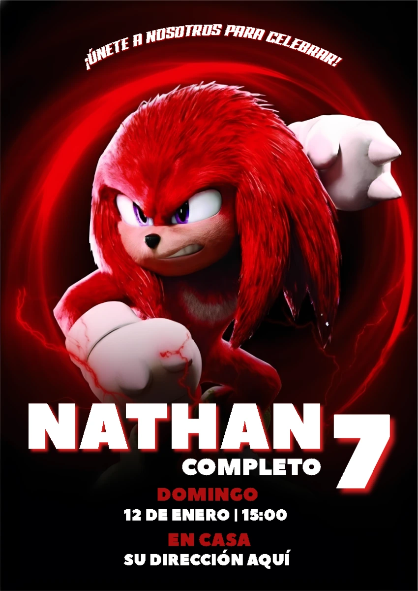 Invitación de Cumpleaños de Knuckles para Editar Online