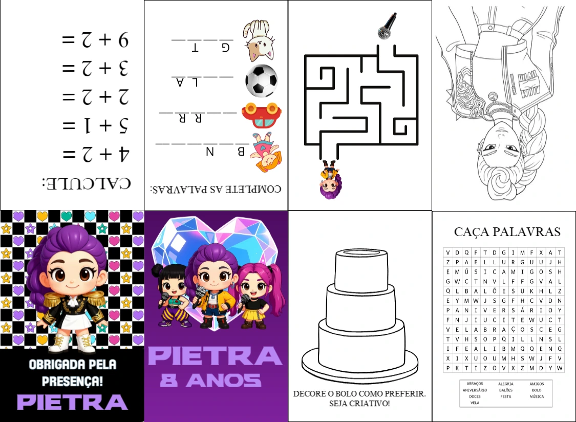 Lembrancinha Livro de Atividades K-Pop Editável para Festa