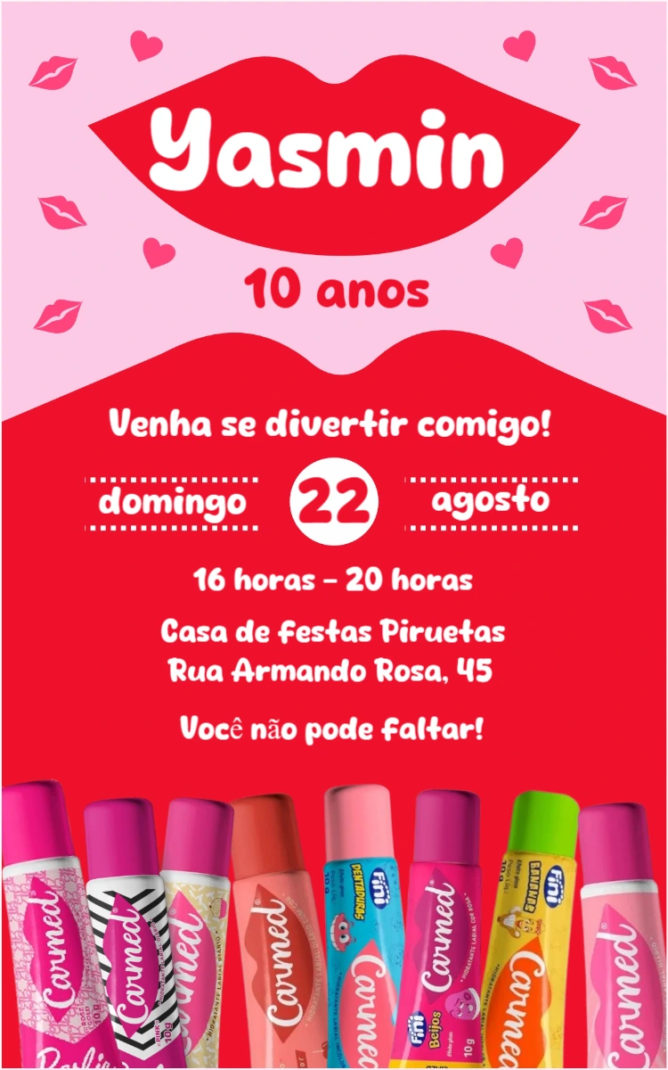 Convite de Aniversário Carmed e Fini para Editar Online