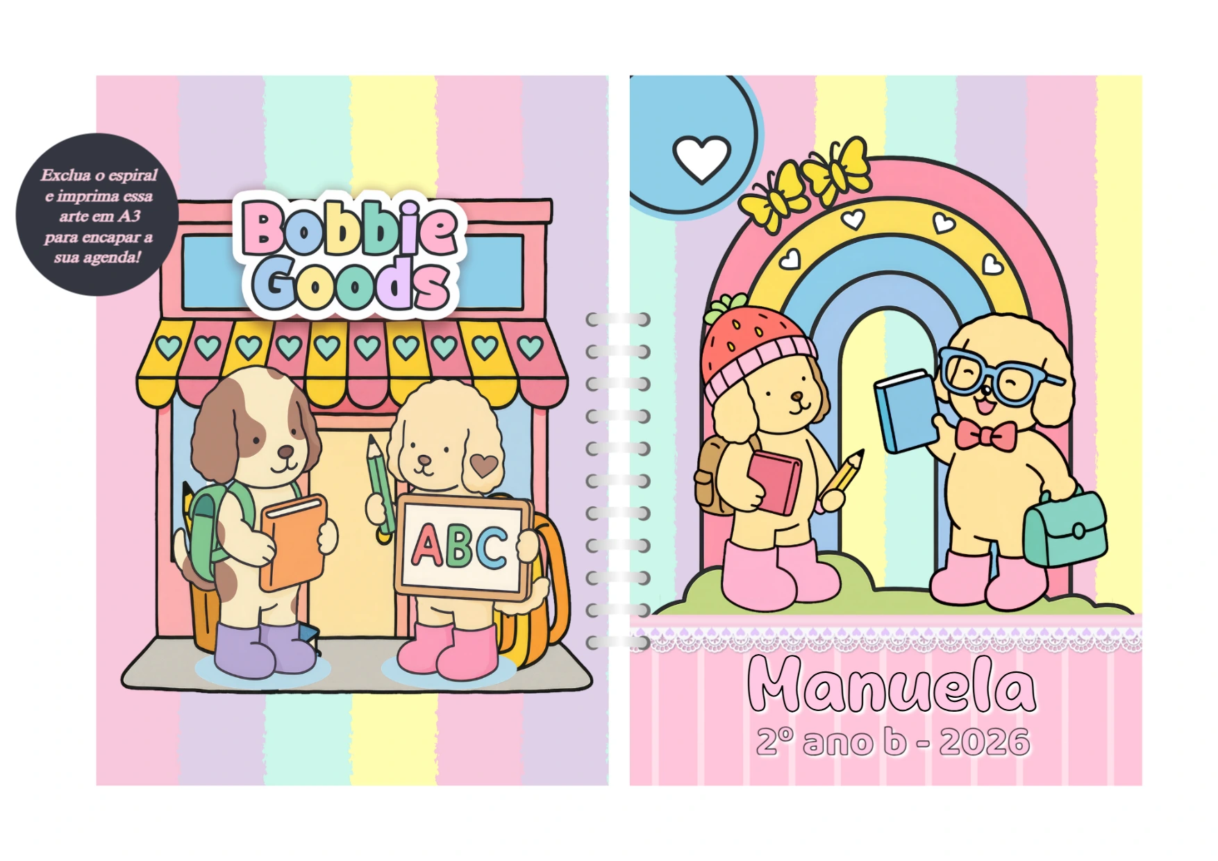 Capa de Agenda Escolar Bobbie Goods para Editar Online