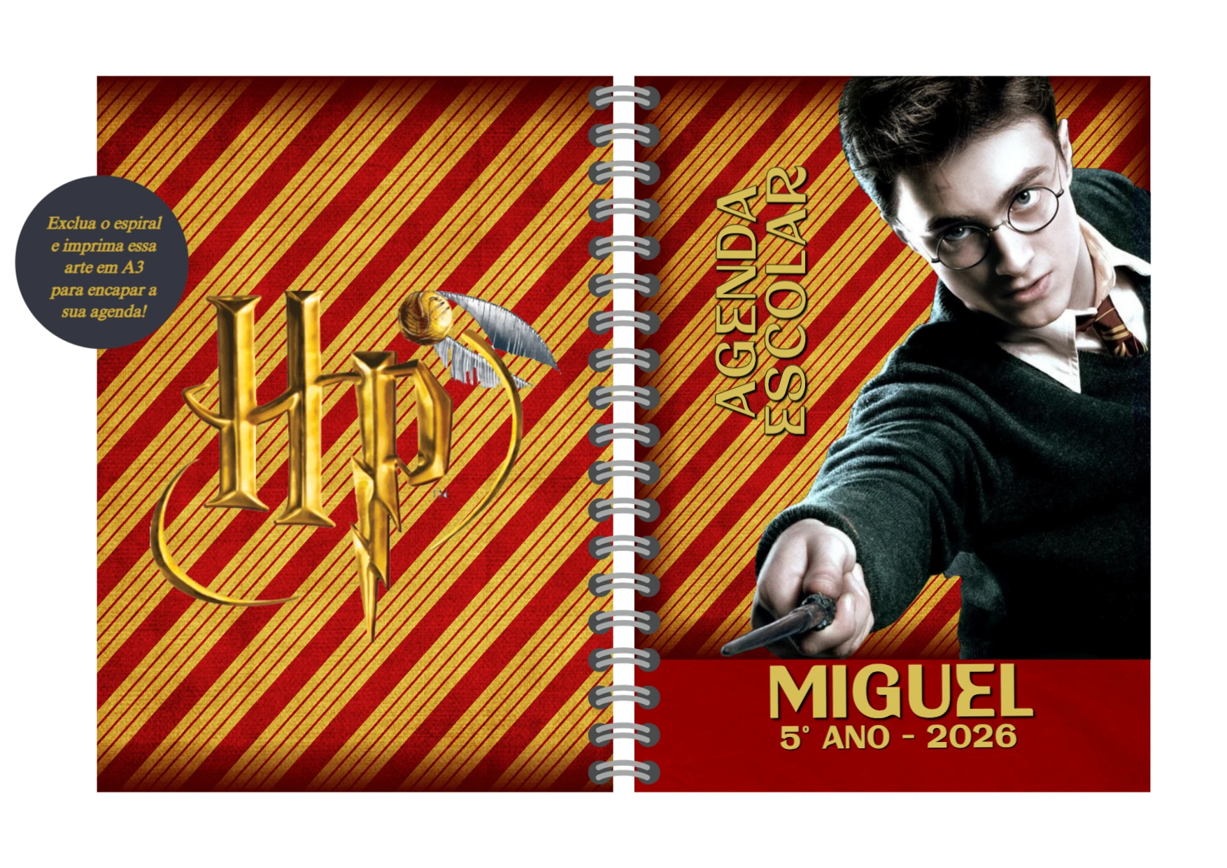 Capa Agenda Escolar Harry Potter Editável para Volta às Aulas