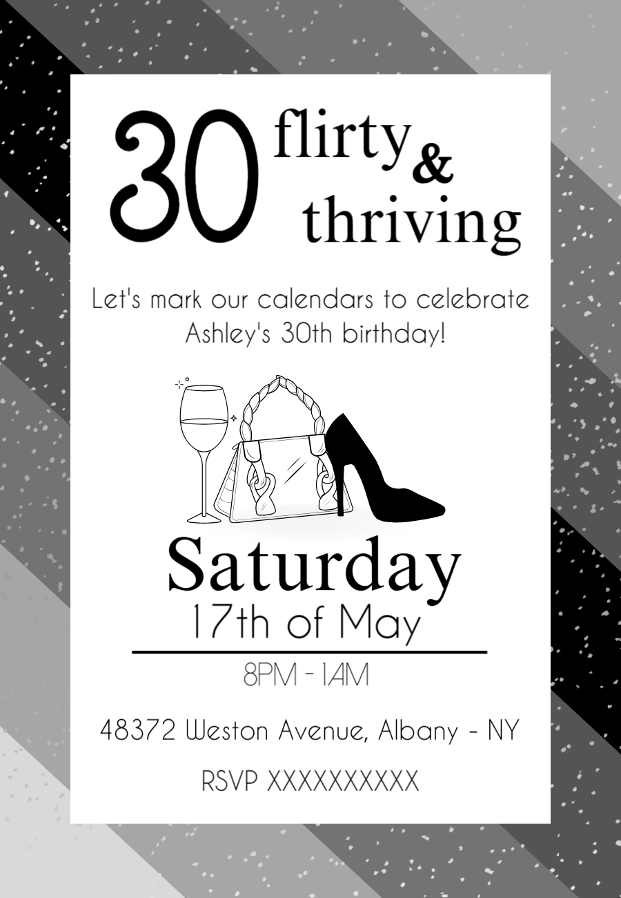 Flirty & Thriving 30th Birthday Invitation to Edit Online