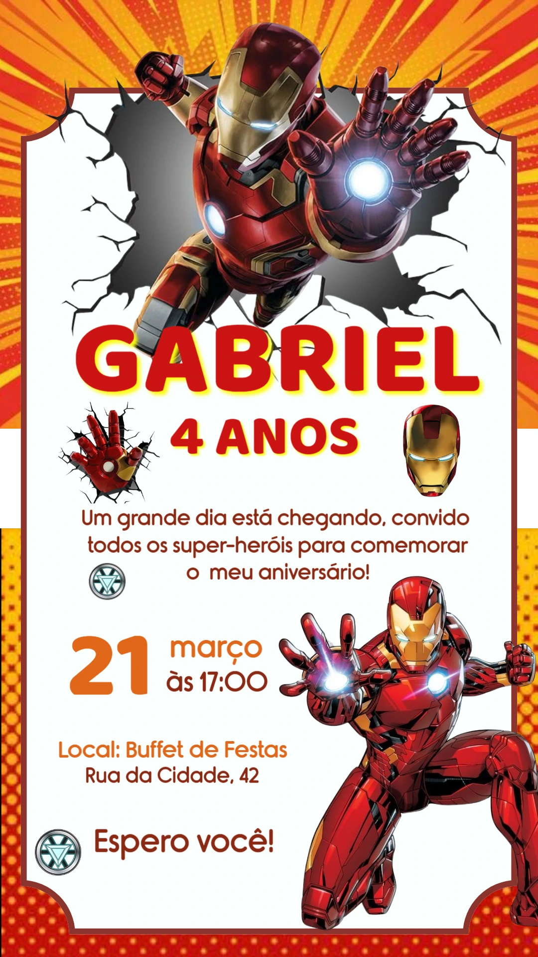 Convite de Aniversário Homem de Ferro para Editar Online