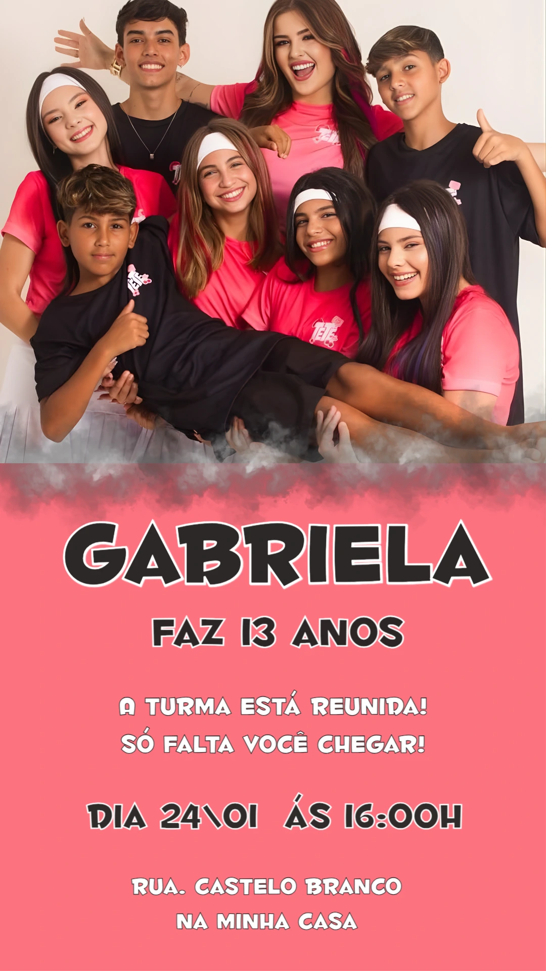 Convite de Aniversário Emily Vick Dos Rosa Editável